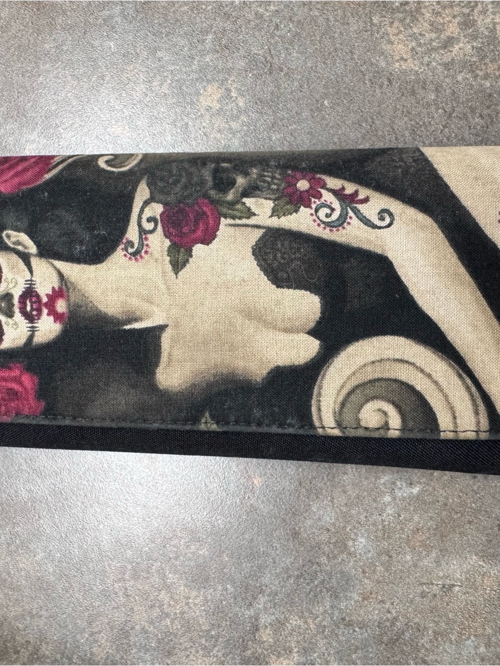 Artistic Day of the Dead Canvas Clutch - Black & Pink